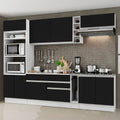 Combo completo de Cocina 290 cm 9 Puertas 2 Cajones Sin Mesada Blanco/Negro Glamy Madesa