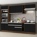 Combo completo de Cocina 290 cm 9 Puertas 2 Cajones Sin Mesada Marrón/Negro Glamy Madesa 02