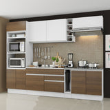 Combo completo de Cocina Madesa Glamy 290cm Blanco/Marrón/Blanco
