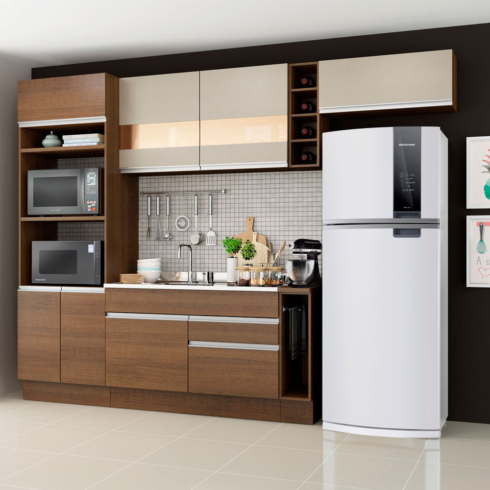 Combo completo de Cocina Madesa Glamy 290cm Marrón/Crema 03
