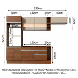 Combo completo de Cocina Madesa Glamy 290cm Marrón/Marrón/Crema 13