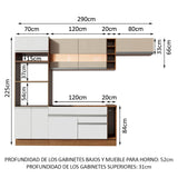 Combo completo de Cocina Madesa Glamy 290cm Marrón/Blanco/Crema 13