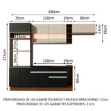 Combo completo de Cocina Madesa Glamy 290cm Marrón/Negro/Crema 13