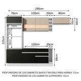 Combo completo de Cocina Madesa Glamy 290cm Blanco/Negro/Crema 13