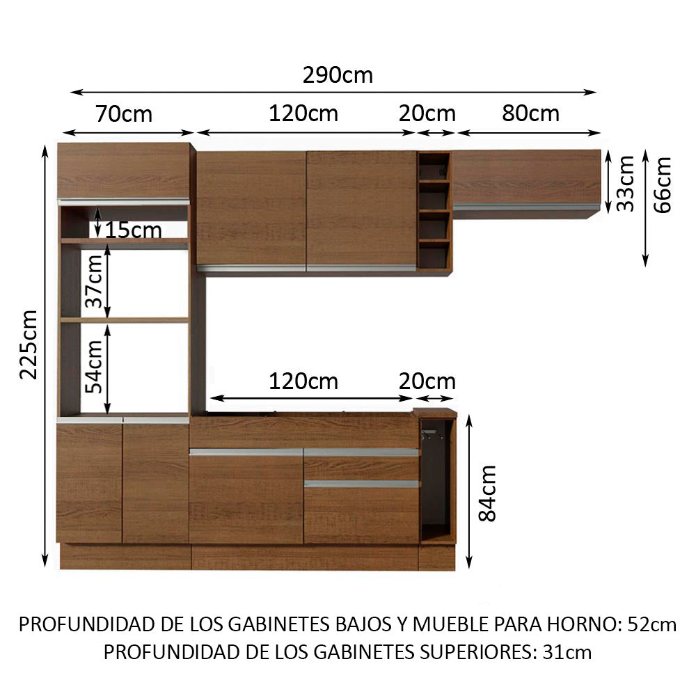 Combo completo de Cocina Madesa Glamy 290cm MM