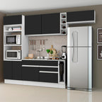 Combo completo de Cocina 290 cm 7 Puertas 2 Cajones Sin Mesada Blanco/Negro Glamy Madesa 04