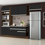 Combo completo de Cocina 290 cm 7 Puertas 2 Cajones Sin Mesada Marrón/Negro Glamy Madesa