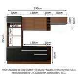 Combo completo de Cocina Madesa Glamy 290cm Marrón/Negro/Marrón 14