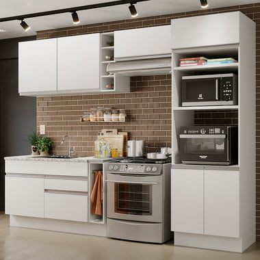 Combo completo de Cocina 290 cm 7 Puertas 2 Cajones Sin Mesada Blanco Glamy Madesa