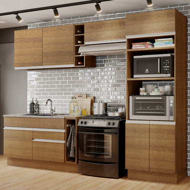 Combo completo de Cocina 290 cm 7 Puertas 2 Cajones Sin Mesada Marrón Glamy Madesa