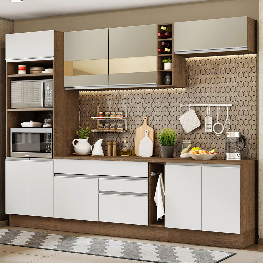 Combo completo de Cocina Madesa Glamy 290cm Marrón/Blanco/Crema 11