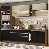 Combo completo de Cocina Madesa Glamy 290cm Marrón/Negro/Crema 15