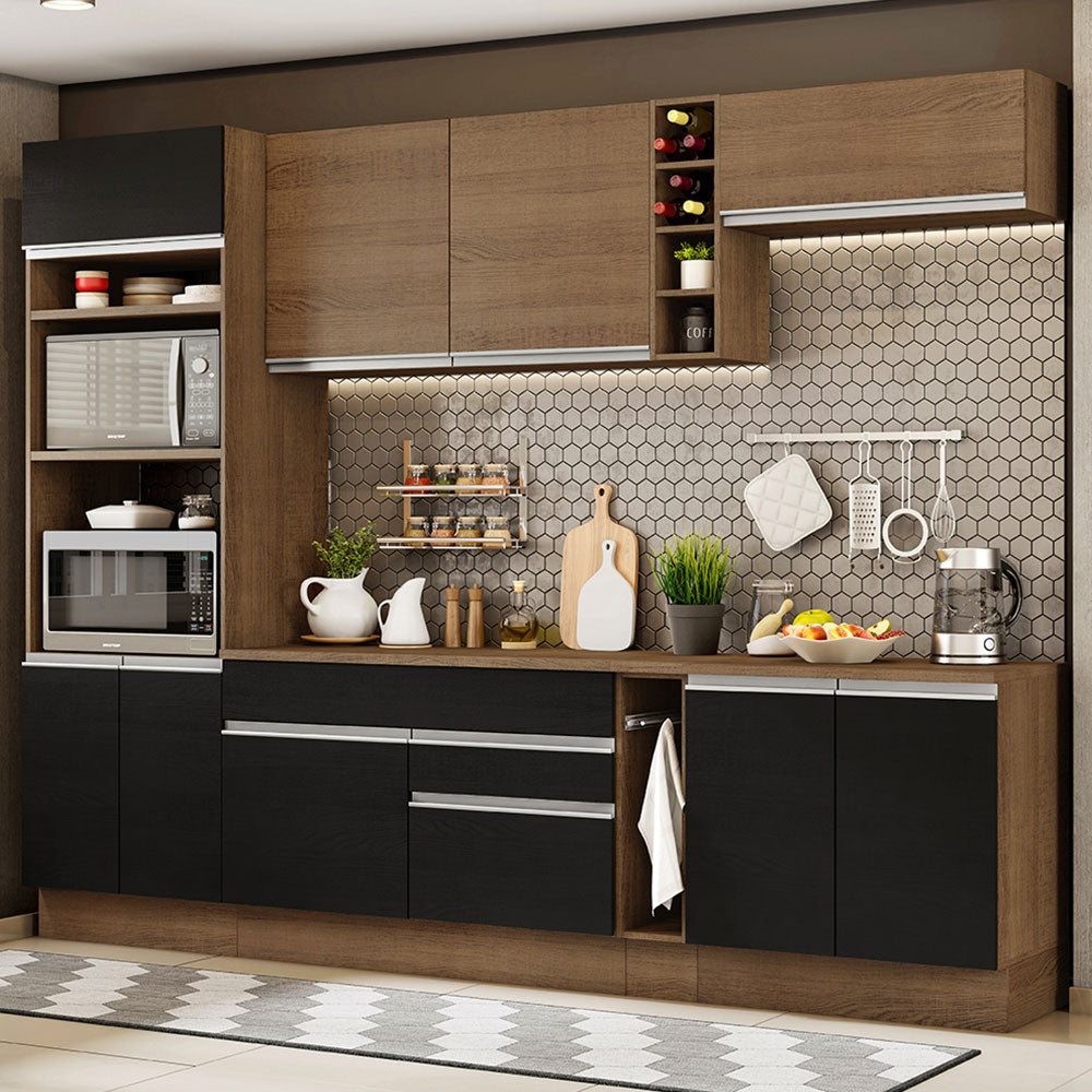 Combo completo de Cocina Madesa Glamy 290cm Marrón/Negro 16