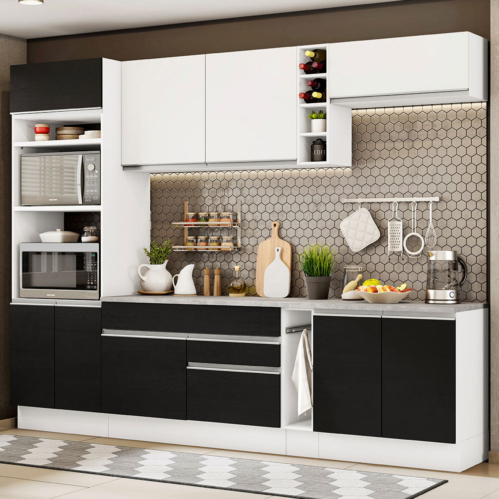 Combo completo de Cocina Madesa Glamy 290cm Blanco/Negro 16