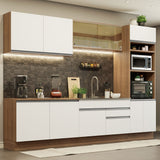 Combo completo de Cocina 310cm Glamy Madesa 01 Marrón/Blanco