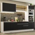 Combo completo de Cocina 310 cm 10 Puertas 2 Cajones Sin Mesada Blanco/Negro Glamy Madesa