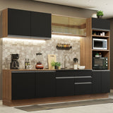 Combo completo de Cocina Madesa Glamy 310cm Marrón/Negro 01
