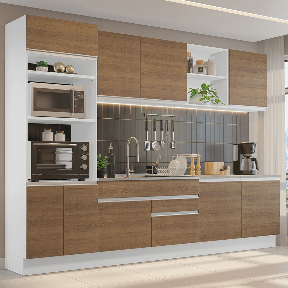 Combo completo de Cocina 310cm Glamy Madesa 02 - Blanco/Marrón