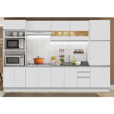 Combo completo de Cocina 330 cm 13 Puertas 3 Cajones Sin Mesada Blanco Glamy Madesa