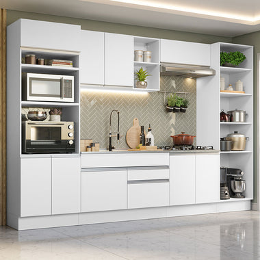 Combo completo de Cocina 330 cm 9 Puertas 2 Cajones Sin Mesada Blanco Glamy Madesa
