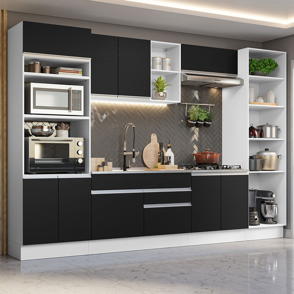 Combo completo de Cocina Madesa Glamy 330cm Blanco/Negro 03