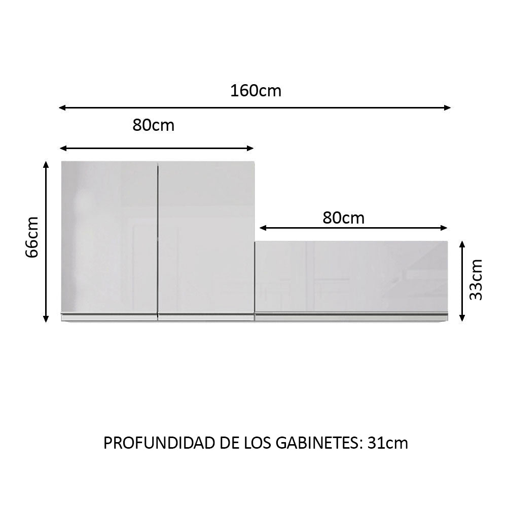 Kit Lavadero Madesa Acordes 100% MDF con 2 Alacenas Blanco Brillante