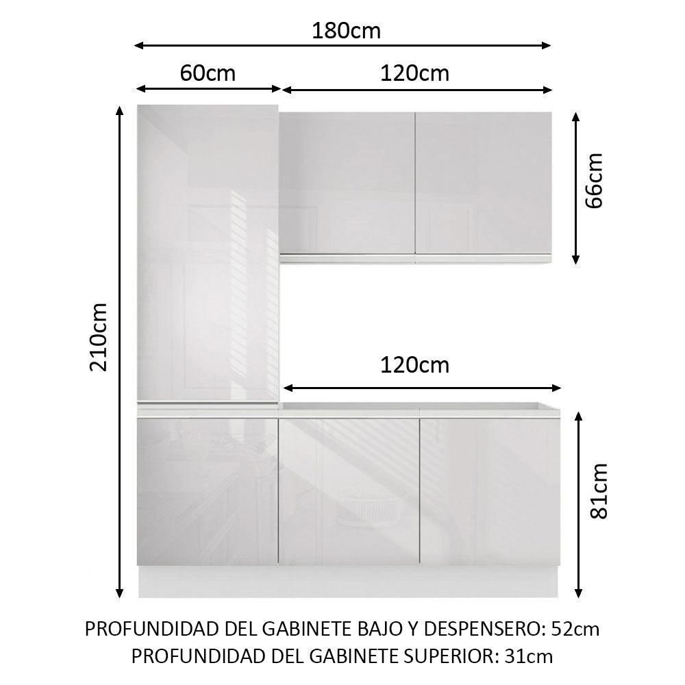 Kit Lavadero Madesa Acordes 100% MDF con Alacena y Bajo Mesada Blanco Brillante