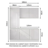 Kit Lavadero Madesa Acordes 100% MDF con Alacena y Bajo Mesada Blanco Brillante