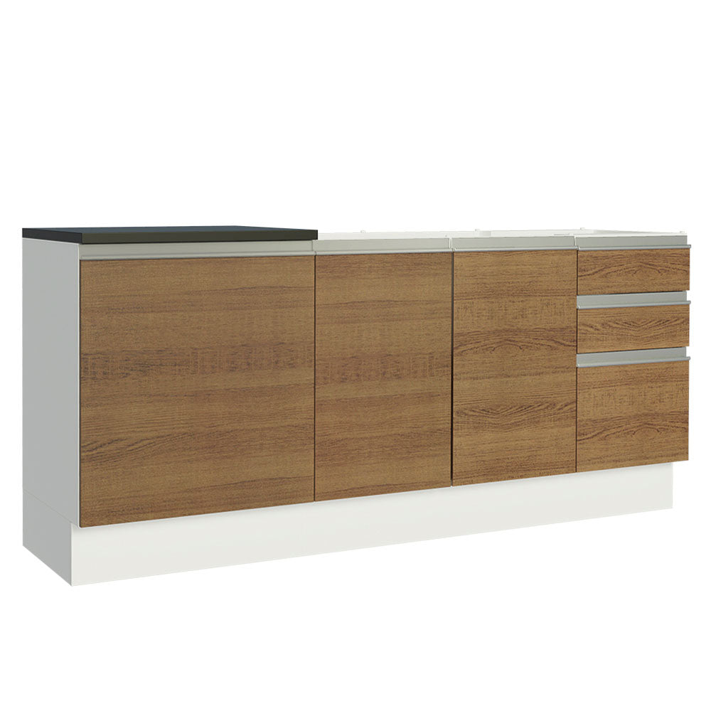 Combo con 2 Bajos Mesadas de Cocina Madesa Acordes 100% MDF (Sin Mesada y Bacha) Blanco/Marrón