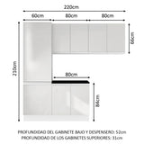 Kit Lavadero Madesa Acordes 100% MDF con Alacena, Bajo Mesada y Despensero Blanco Brillante