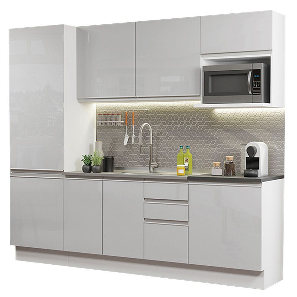 Combo Completo de Cocina 100% MDF 240 cm Frentes Blanco Brillante Acordes Madesa 01
