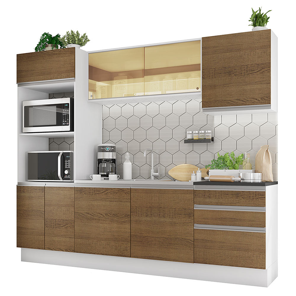 Combo Completo de Cocina 100% MDF 250 cm Blanco/Marrón Acordes Madesa 01