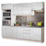 Combo Completo de Cocina 100% MDF 250 cm Frentes Blanco Brillante Acordes Madesa 03