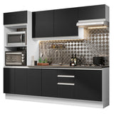 Combo Completo de Cocina 100% MDF 250 cm Blanco/Negro Acordes Madesa 03
