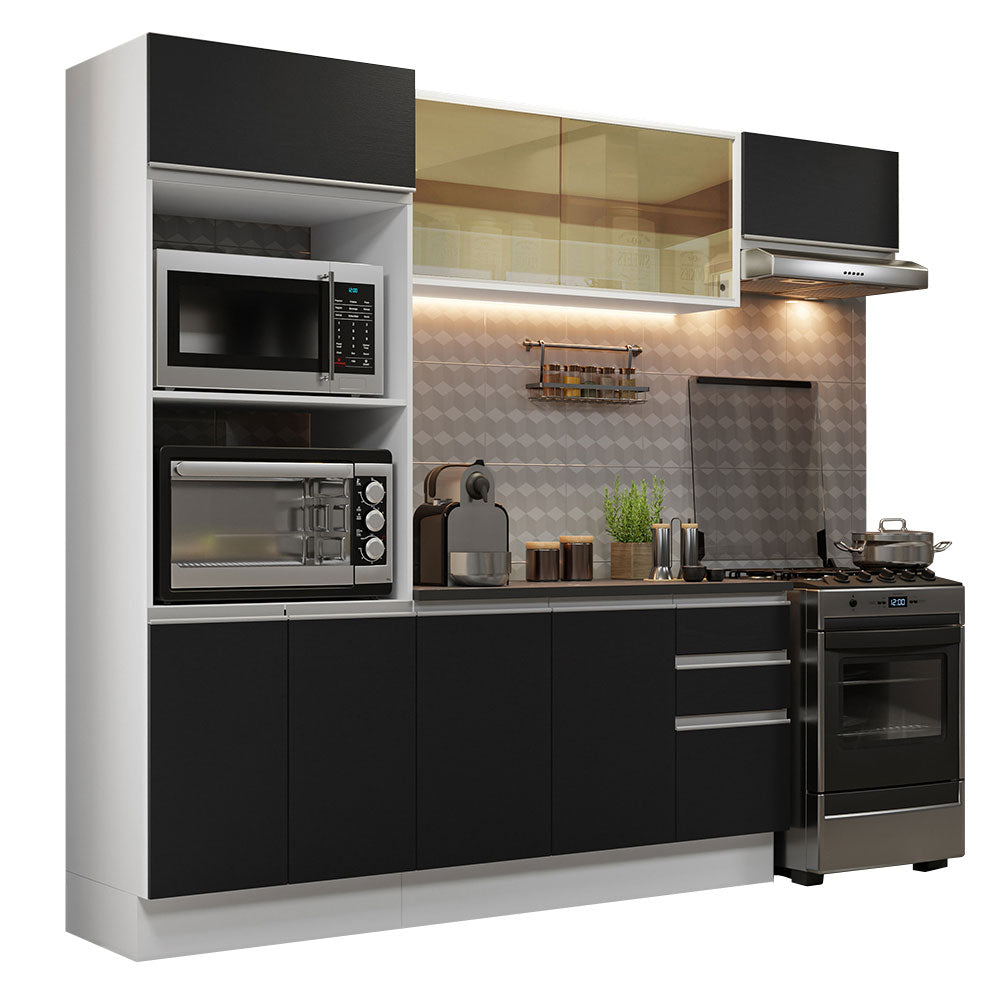 Combo Completo de Cocina 100% MDF 250 cm Blanco/Negro Acordes Madesa 04