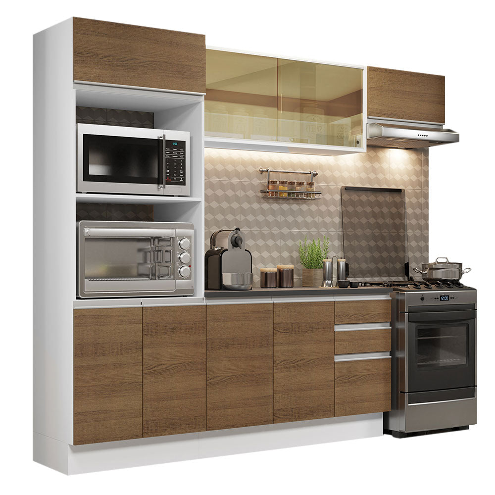 Combo Completo de Cocina 100% MDF 250 cm Blanco/Marrón Acordes Madesa 04