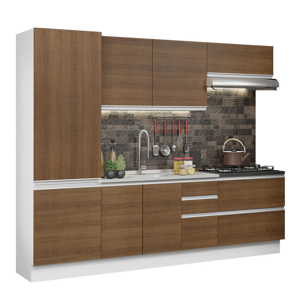 Combo Completo de Cocina 100% MDF 260 cm Blanco/Marrón Acordes Madesa 01