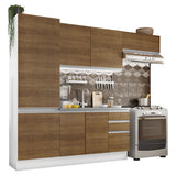 Cocina Compacta 100% MDF 260 cm Puetas Blanco/Marrón Acordes Madesa 02