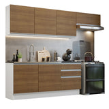 Combo Completo de Cocina 100% MDF 260 cm Blanco/Marrón Acordes Madesa 03