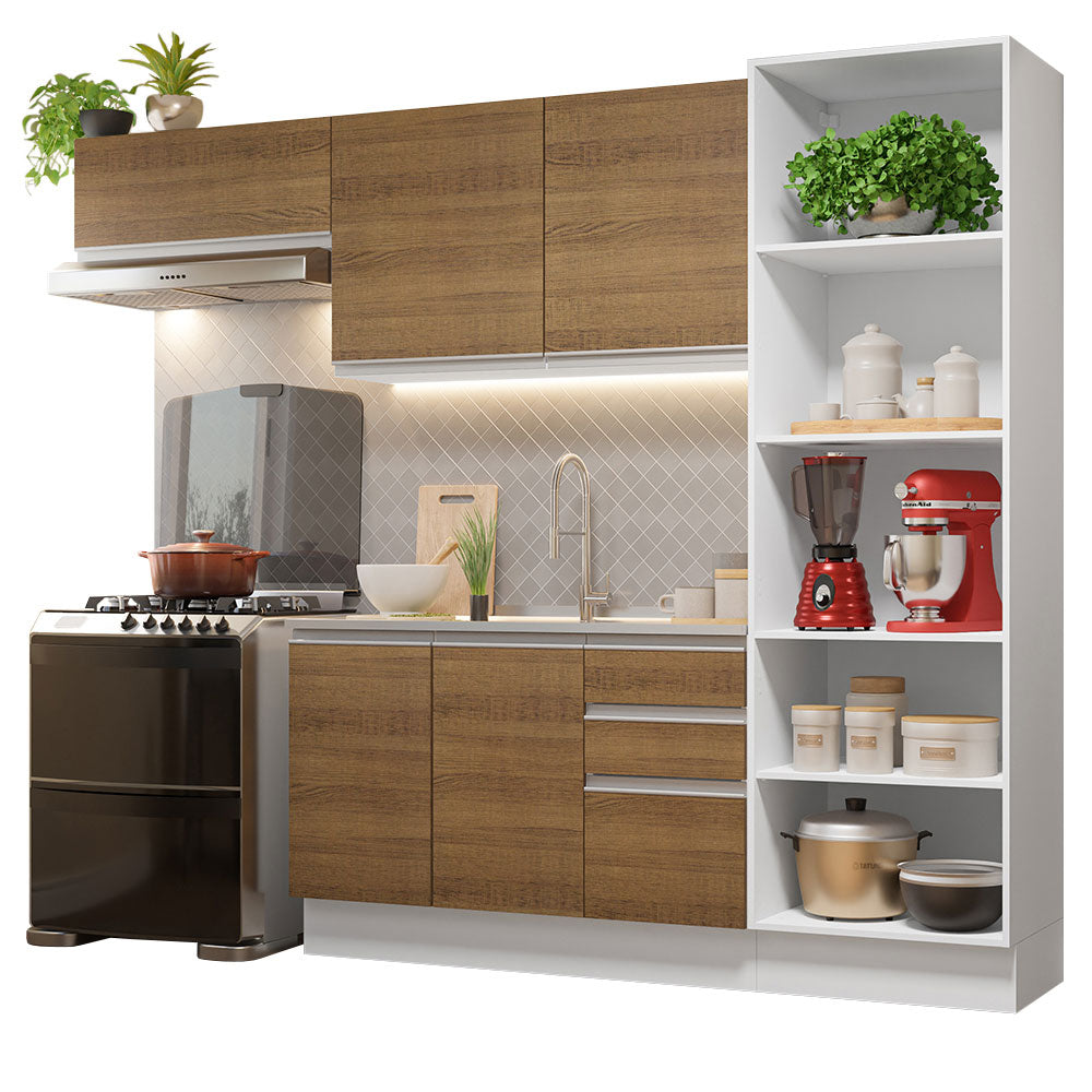 Combo Completo de Cocina 260 cm 100% MDF Blanco/Marrón Acordes Madesa 04