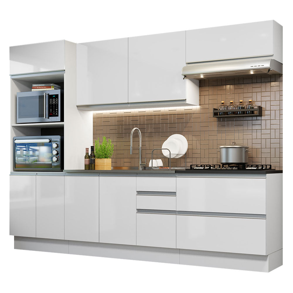 Combo Completo de Cocina 100% MDF 270 cm Frentes Blanco Brillante Acordes Madesa 06