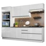 Combo Completo de Cocina 100% MDF 270 cm Frentes Blanco Brillante Acordes Madesa 06