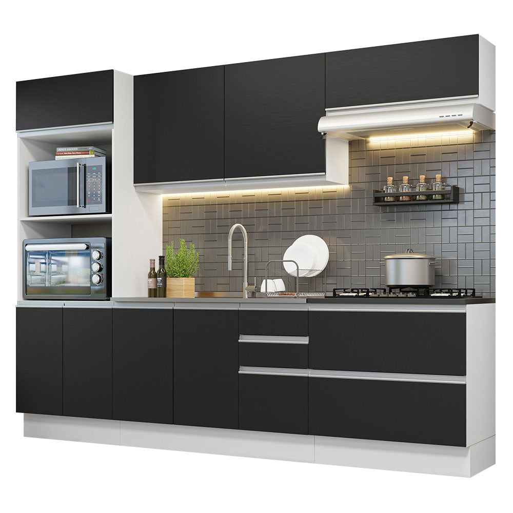 Combo Completo de Cocina 100% MDF 270 cm Blanco/Negro Acordes Madesa 06