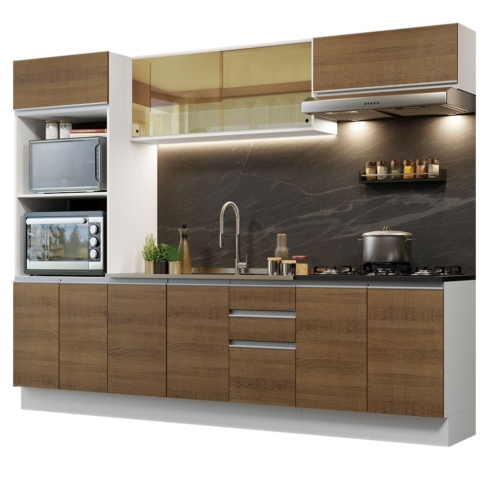 Combo Completo de Cocina 100% MDF 270 cm Blanco/Marrón Acordes Madesa 07