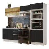 Combo Completo de Cocina 100% MDF 270 cm Blanco/Negro Acordes Madesa 08