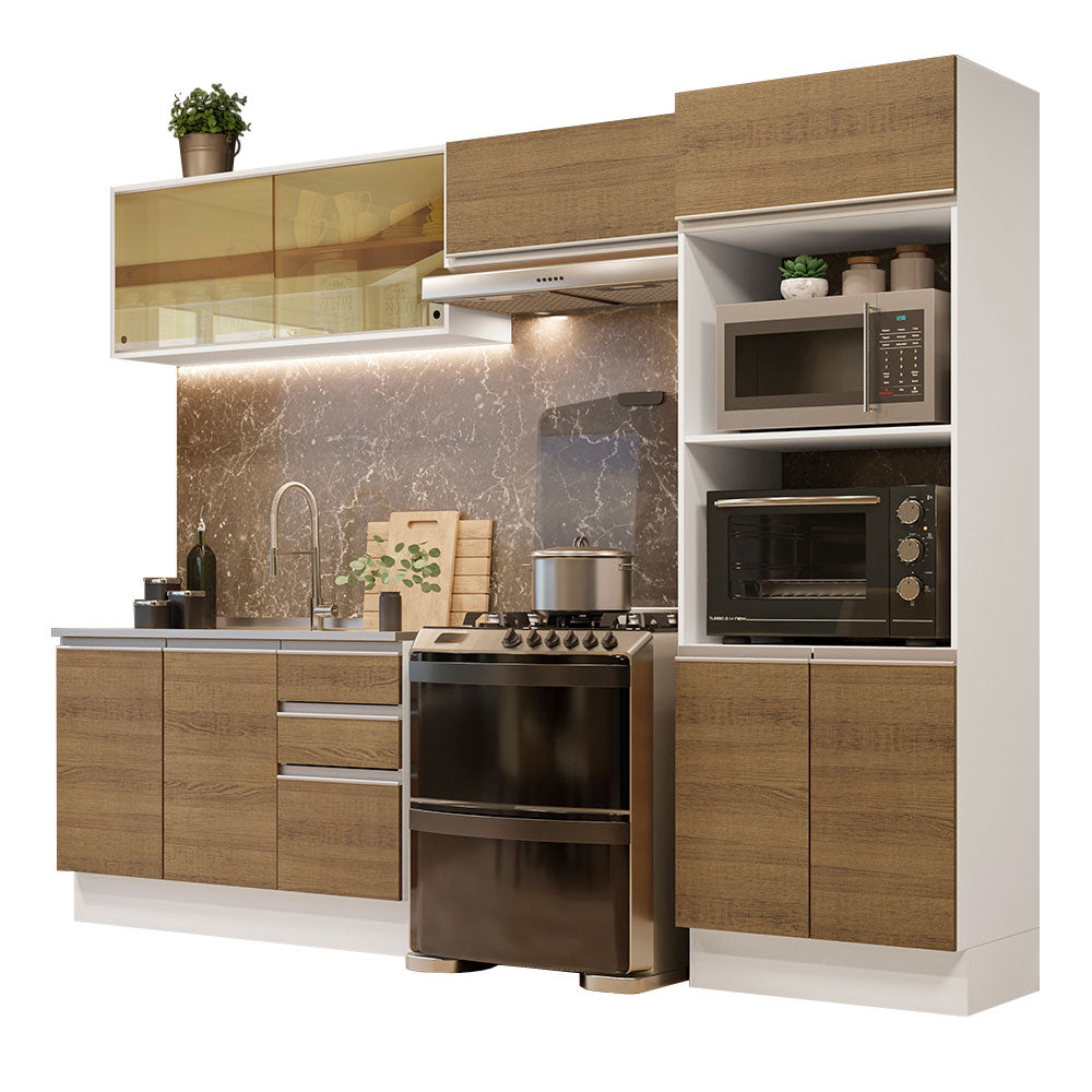 Combo Completo de Cocina 100% MDF 270 cm Blanco/Marrón Acordes Madesa 08