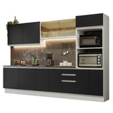 Combo Completo de Cocina 100% MDF 310 cm Blanco/Negro Acordes Madesa 01