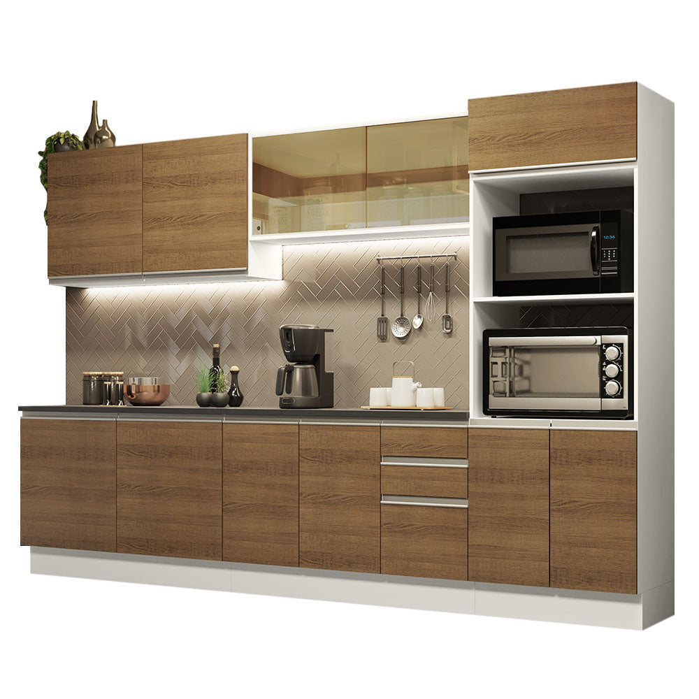 Combo Completo de Cocina 100% MDF 310 cm Blanco/Marrón Acordes Madesa 01