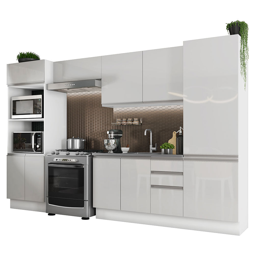 Combo Completo de Cocina 100% MDF 330 cm Frentes Blanco Brillante Acordes Madesa 02