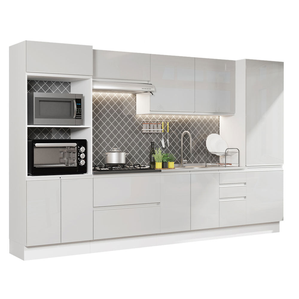Combo Completo de Cocina 100% MDF 330 cm Frentes Blanco Brillante Acordes Madesa 05